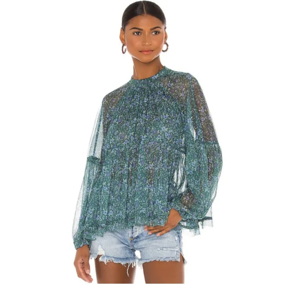 *NWOT* Free People Sweet Heart Top in Emerald Combo Size M